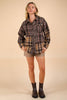 VERY J - NJ90261-Mixed Plaid Oversized Casual Shacket Jacket: OLIVE / S-M-L/2-2-2