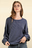 VERY J - NT11947-Two Tone Otto Ribbed Oversized Soft Comfy knit Top: OATMEAL / S-M-L/2-2-2