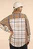 VERY J - NJ90261-Mixed Plaid Oversized Casual Shacket Jacket: OLIVE / S-M-L/2-2-2