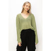 HYFVE - DZ24A559-V NECK DROPPED SHOULDER SWEATER: S / OLIVE