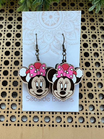 Seasideblooms - Cute cartoon hand painted lightweight maple wood earrin