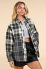 VERY J - NJ90261-Mixed Plaid Oversized Casual Shacket Jacket: IVORY / S-M-L/2-2-2