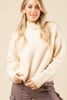 VERY J - 12W2698N-Mock Neck Cozy Sweater Top: CREAM / S-M-L/2-2-2