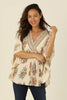 Nostalgia - N2S43-MN63 V NECK TASSEL TIE WAIST KAFTAN BLOUSE: L