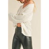 Timeless - Mossy V Neck Cable Knit Long Sleeve Sweater Top: IVORY / M