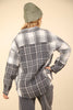 VERY J - NJ90261-Mixed Plaid Oversized Casual Shacket Jacket: OLIVE / S-M-L/2-2-2