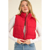 Timeless - High Neck Zip Up Outerwear Vest: DEEP RED / L