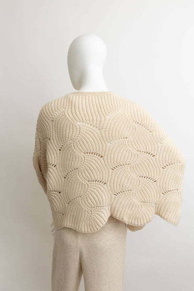 Leto Accessories - Ribbed Knit Pattern Poncho w/ Sleeves: Mocha