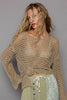 Pol Clothing - Dropped Shoulder Open Knit Boat Neck Sweater Top: M / WARM OLIVE