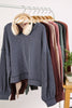 VERY J - NT11947-Two Tone Otto Ribbed Oversized Soft Comfy knit Top: OATMEAL / S-M-L/2-2-2