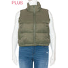 Timeless - PLUS Nylon High Neck Faux Down Puffer Vest: IVORY / 1X