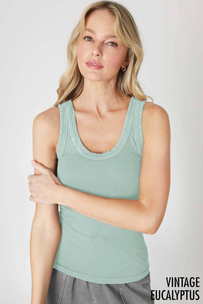 NIKIBIKI - NS8258 - Vintage Reversible Ribbed Tank: Vintage Pine Grove