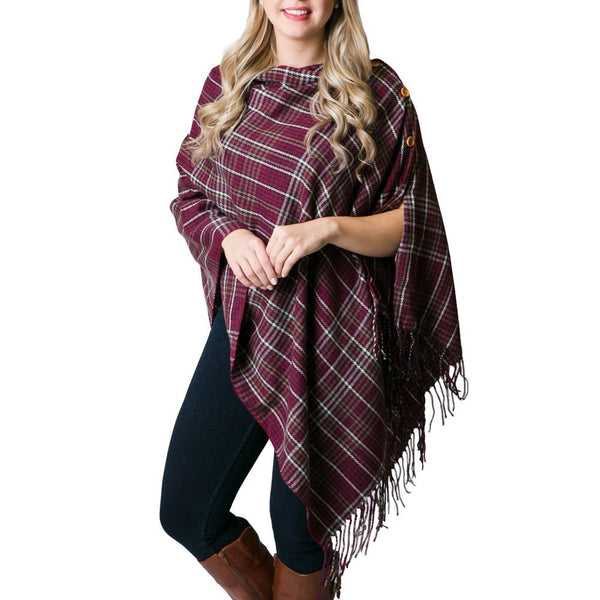 Top It Off - 3-In-1 Plaid Wrap- SALE $4.50: Red and Navy Plaid