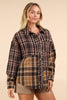 VERY J - NJ90261-Mixed Plaid Oversized Casual Shacket Jacket: OLIVE / S-M-L/2-2-2