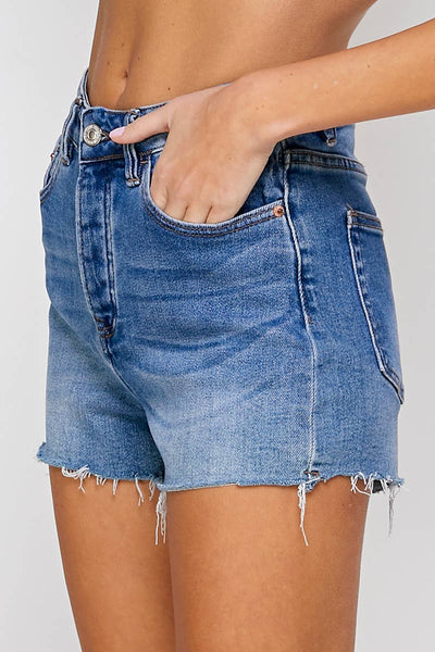 I&M JEAN, INC. - IB5390HH - Medium Wash - High Rise Denim Shorts: M / Medium Wash