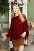 Leto Accessories - Ribbed Knit Pattern Poncho w/ Sleeves: Mocha