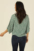 Nostalgia - N2Q81-W980 CACTUS PRINT V NECK KIMONO SLEEVE BLOUSE WITH TIE: M