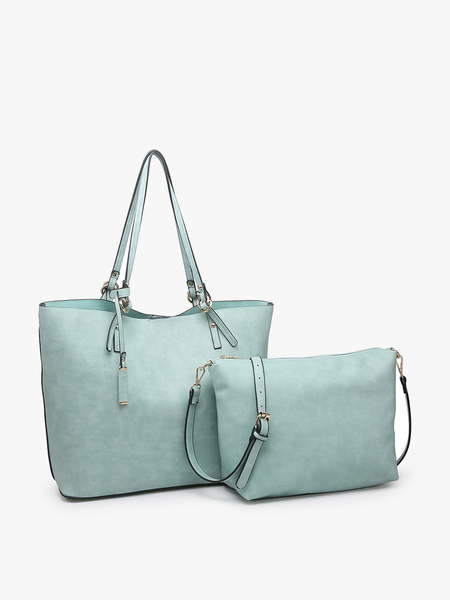 JNC RT (Jen & Co. Outlet) - M1614 Iris Soft Vegan Leather Tote w/ Inner Crossbody: Lt. Teal