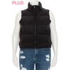 Timeless - PLUS Nylon High Neck Faux Down Puffer Vest: IVORY / 1X