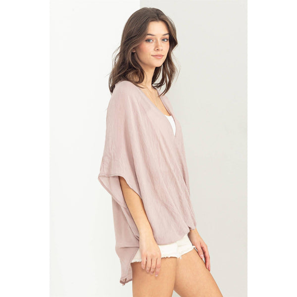 HYFVE - HF23C786-FOLD-OVER FRONT HIGH-LOW TOP: D.MAUVE / L