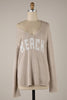 MIRACLE - Beach Saying Lightweight Knit V Neck Sweater: Khaki / L