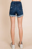 I&M JEAN, INC. - I6039MS - Dark Wash - High Rise Denim Shorts: S / Dark Wash