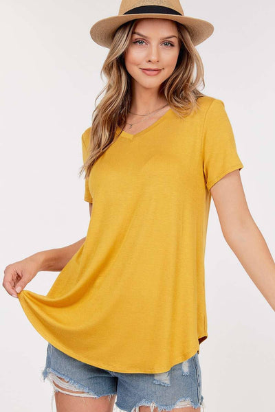 Shop Basic USA - Basic Short Sleeve V Neck Top: L / IVORY