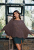 Leto Accessories - Ribbed Knit Pattern Poncho w/ Sleeves: Burgundy