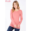 Timeless - Plus Long Sleeve Round Neck Top Shirt: WHITE / 2X