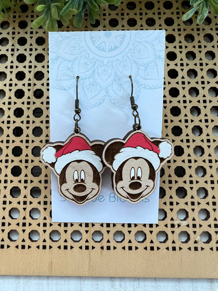 Seasideblooms - Character hand painted lightweight maple wood earrings 