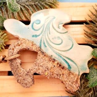 Teal Turtle Studio - Sandy at Heart Sea Turtle Ceramic Beach Ornament