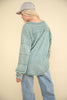 VERY J - NT11802-Washed Knit V-Neck Oversized Top: MAUVE / S-M-L/2-2-2