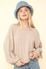 VERY J - NT11947-Two Tone Otto Ribbed Oversized Soft Comfy knit Top: MOSS / S-M-L/2-2-2