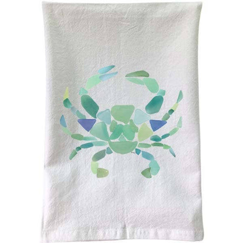 B McVan Designs - Sea Glass Crab Blue Flour Sack Towel