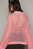 Pol Clothing - V-neck long sleeve rib band detail solid lightweight SALE: L / BARBIE PINK