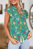 Aapparella - Women Tropical Floral Print Lace Ruffle Sleeve Blouse | S-XL: Missy / As shown / XL