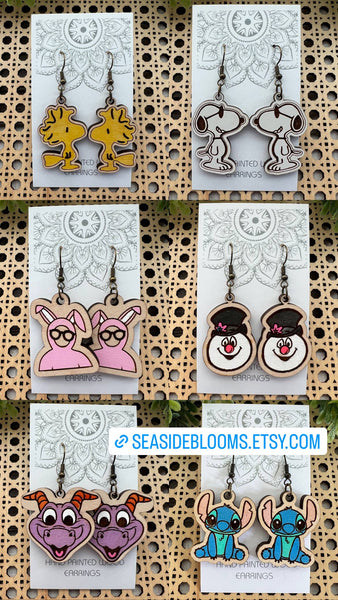 Seasideblooms - Cute character, hand-painted Maplewood earrings earring