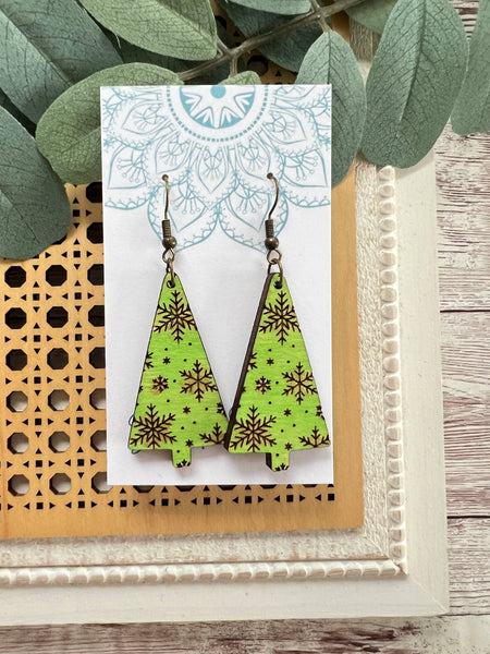 Seasideblooms - Christmas tree hand painted with gold accents maple wood 