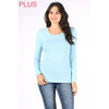 Timeless - Plus Long Sleeve Round Neck Top Shirt: BLACK / 2X