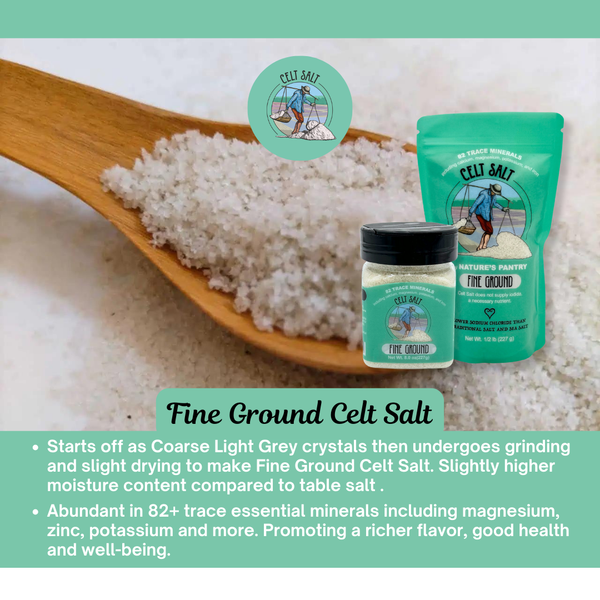 Celt Salt By Nature's Pantry - Celtic Sea Salt, 8 oz Shaker of Fine Ground Celt Salt- (1/2 lb)