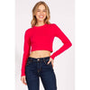 Timeless - Round Neck Long Sleeve Crop Shirt Top: BLACK / L