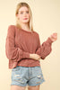 VERY J - NT11947-Two Tone Otto Ribbed Oversized Soft Comfy knit Top: MOSS / S-M-L/2-2-2