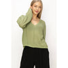 HYFVE - DZ24A559-V NECK DROPPED SHOULDER SWEATER: S / OLIVE