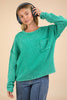 VERY J - 12W3102N-Mineral Washed Knit Oversized Sweater Pullover Top: BEIGE / S-M-L/2-2-2