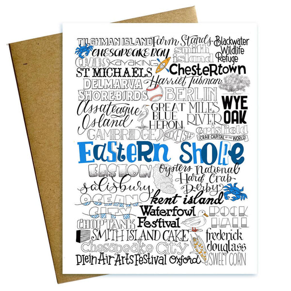 Maggie Moore Studio - Maryland Eastern Shore Typographic Greeting Card