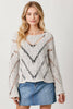 Mystree - 60481 Chevron Weave Pullover Sweater: Small / Melange Grey