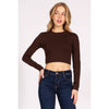 Timeless - Round Neck Long Sleeve Crop Shirt Top: BLACK / L