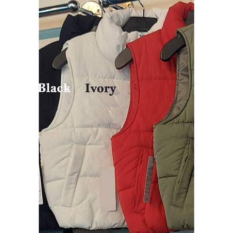 Timeless - High Neck Zip Up Outerwear Vest: IVORY / L