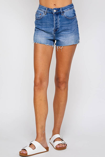 I&M JEAN, INC. - IB5390HH - Medium Wash - High Rise Denim Shorts: M / Medium Wash