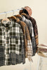 VERY J - NJ90261-Mixed Plaid Oversized Casual Shacket Jacket: OLIVE / S-M-L/2-2-2